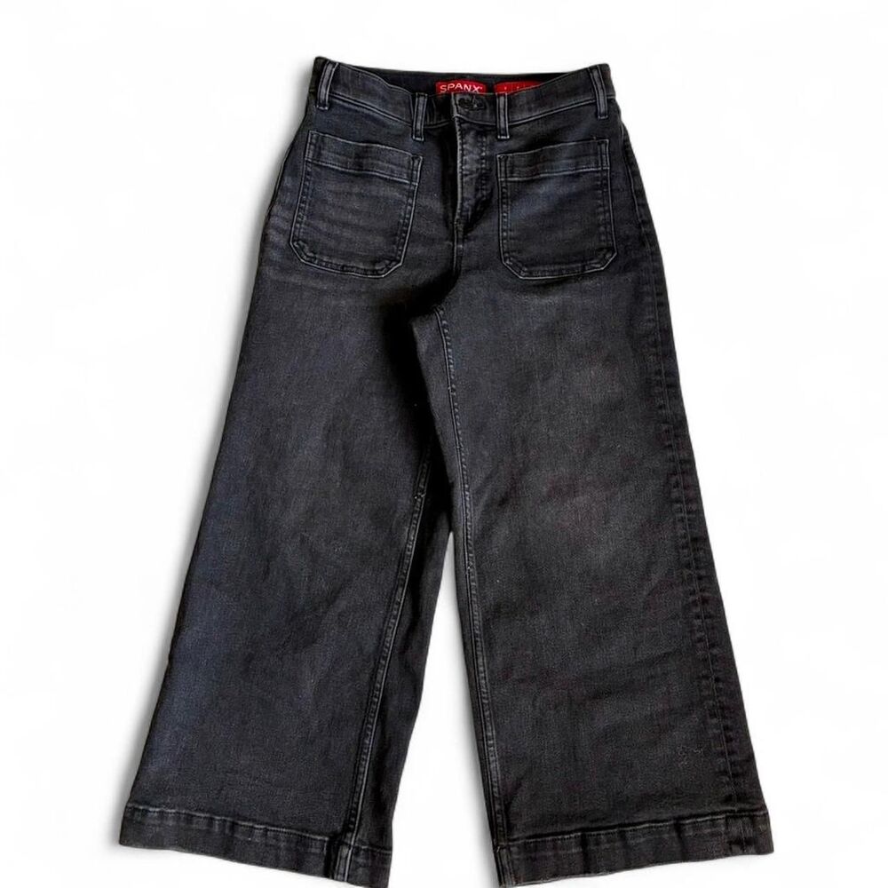 Spanx Wide Leg Front Pocket Black Denim Jeans